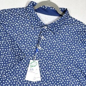 Southern Tide Polo Shirt Mens XXL 2XL Driver Poppin Poppies Performance Blue NWT